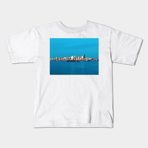 Seattle skyline Kids T-Shirt by WelshDesigns